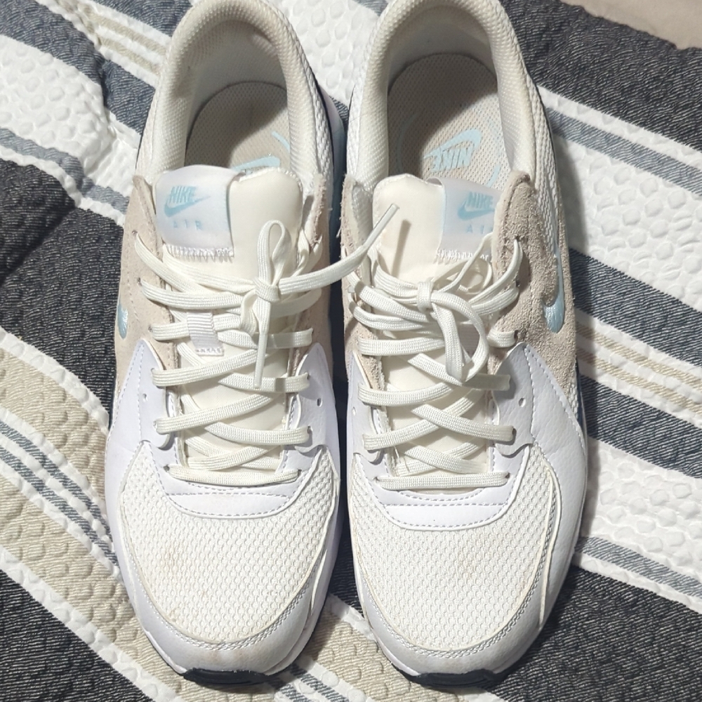 Nike White and Cream Sneakers with Chunky Sole